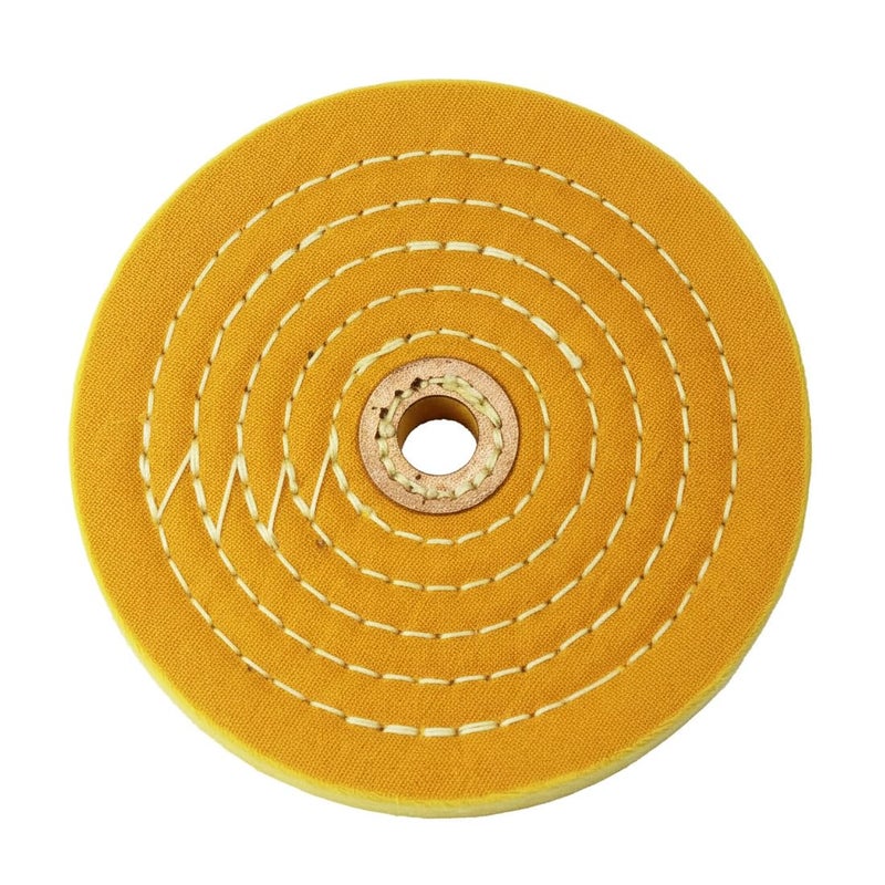 JUNLIXN 6" 55 Ply Cotton Buffing Wheels, 5/8'' Arbor Cotton Buffing Polishing Wheel for Bench Grinder (Yellow) - Image 1